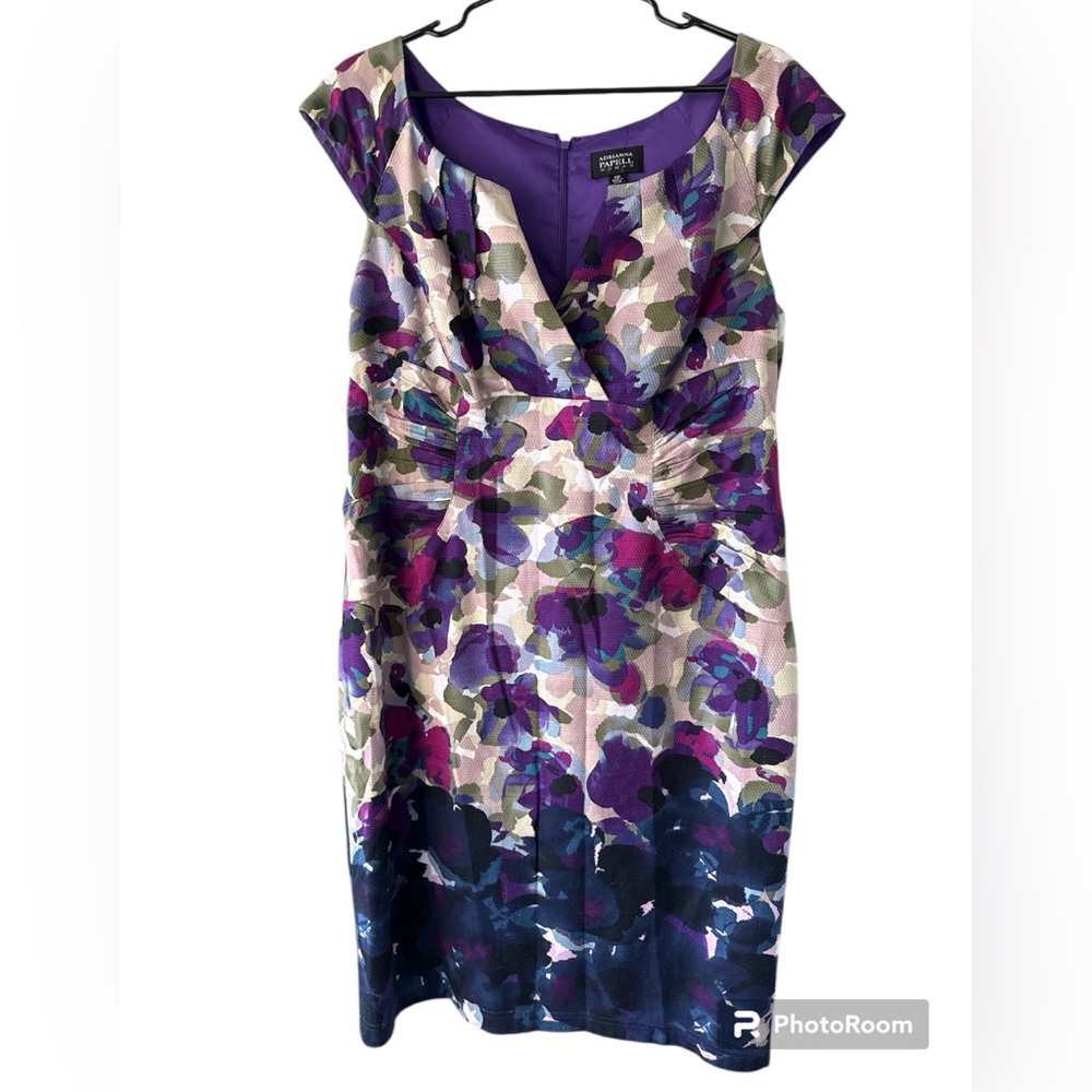 Floral Print Sleeve-less, Adrianna Papell Woman Dress- Size 14 W